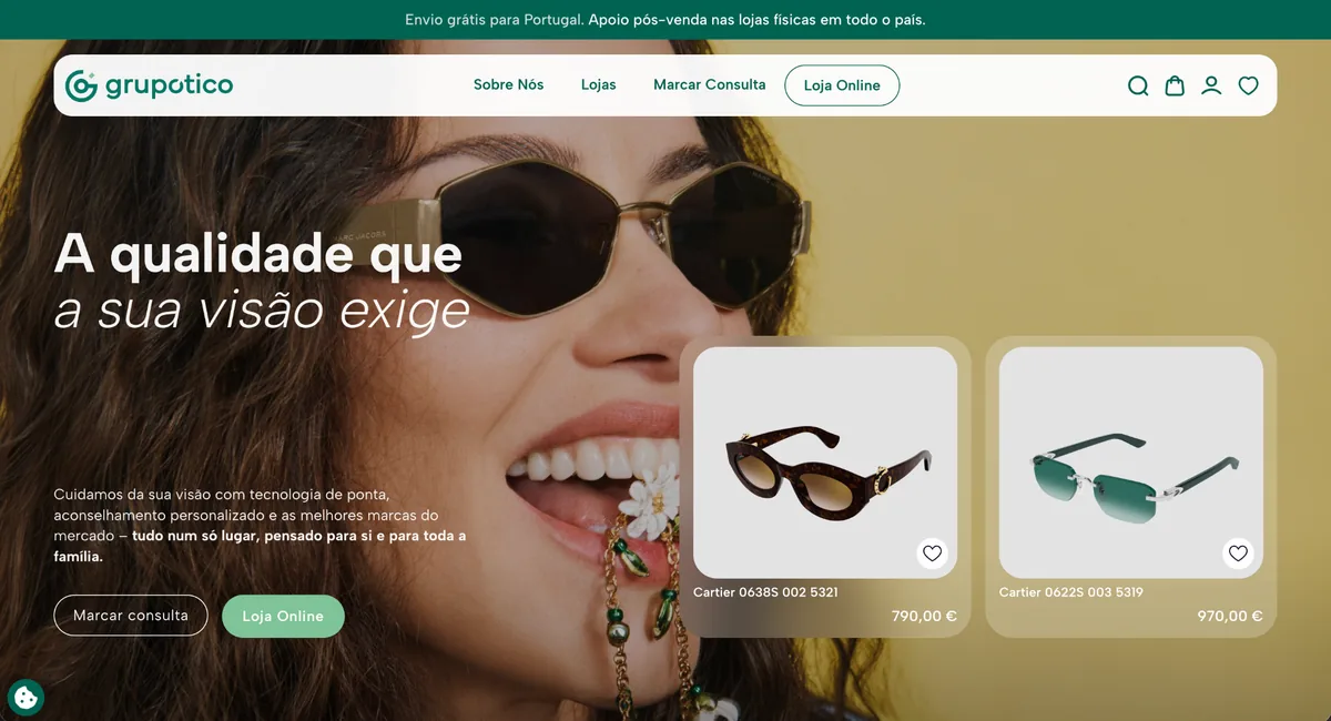 Grupótico WooCommerce sunglasses and optical store website screenshot
