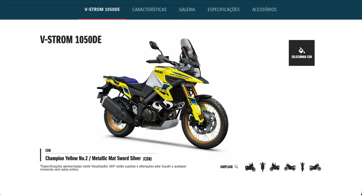 Suzuki Moto Portugal 360 degree motorcycle viewer screenshot